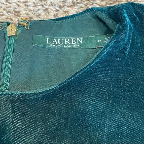 Lauren Ralph Lauren Dark Green Velvet Blouse - Picture 7 of 8